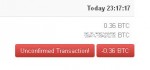 Unconfirmed transaction for 0.36 bitcoin.