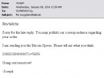 Jan 08 reply from Joseph, he is shipping the extra coin