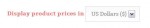 Use the selector to display product prices in dollars or bitcoin